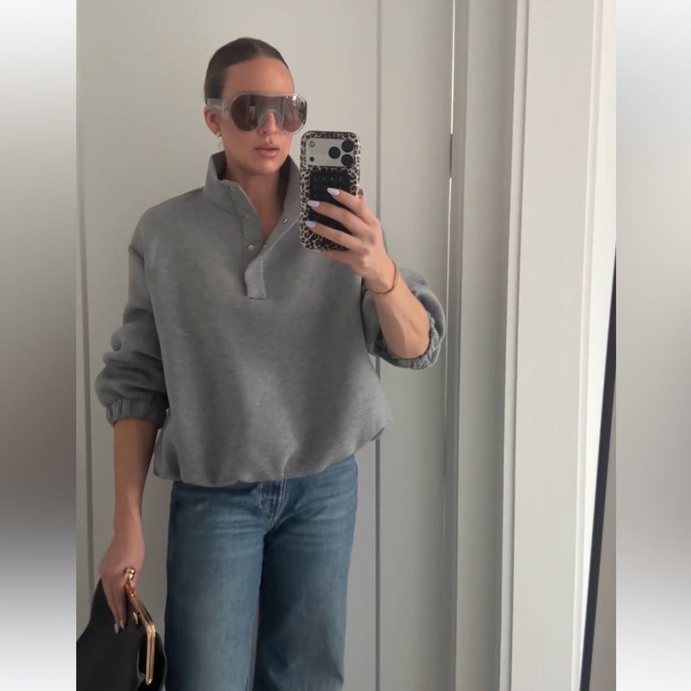 New H&M Viral Gray High Neck Scuba Sweatshirt - Picture 4 of 11